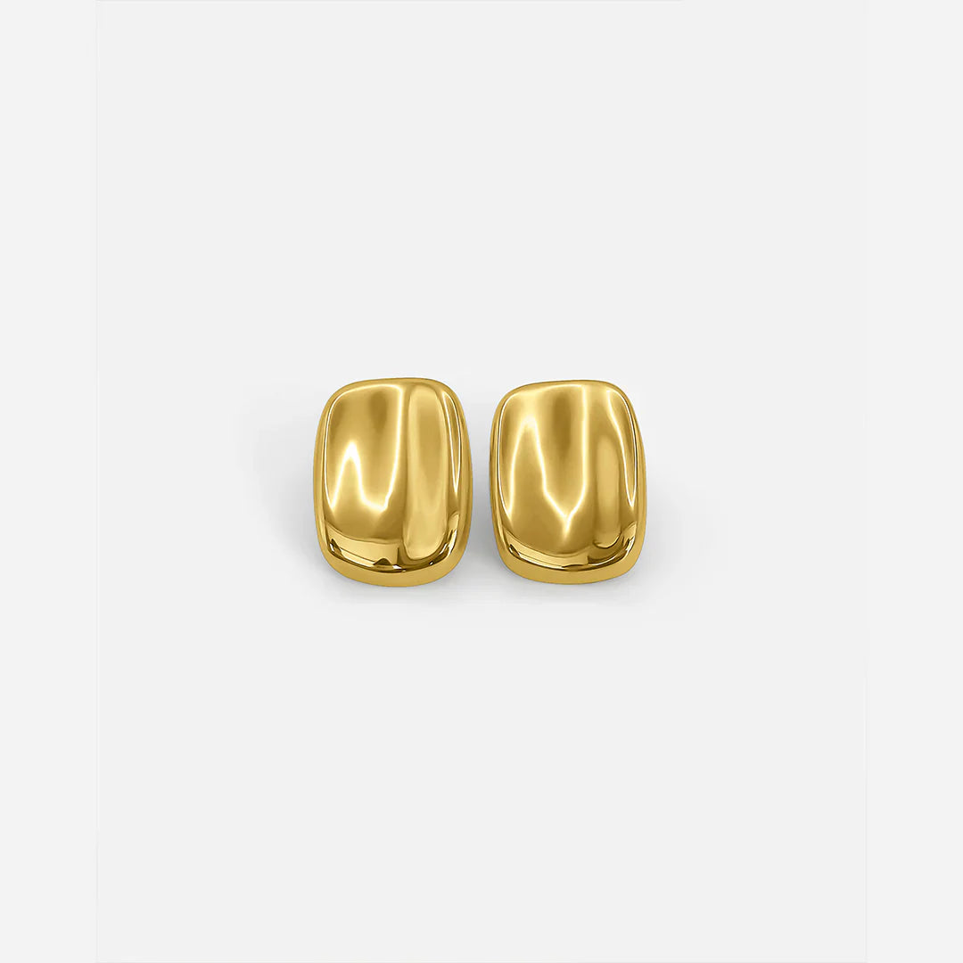 Rectangular Stud Gold Earrings