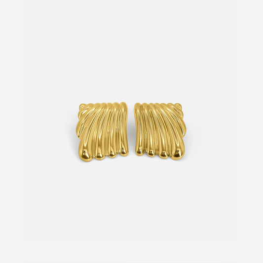 Rippled Stud Gold Earrings