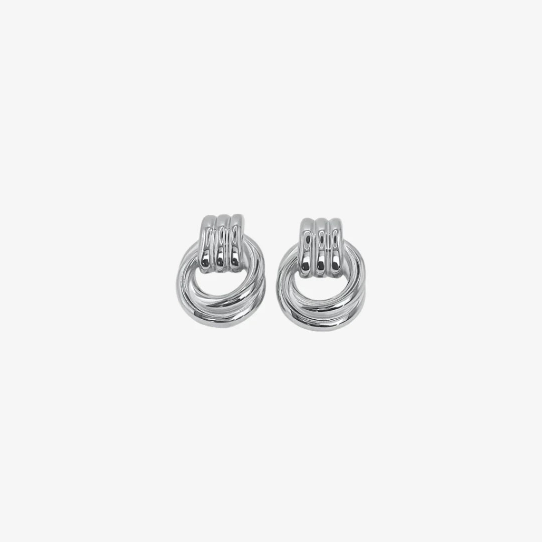 Silver Double Knot Earrings