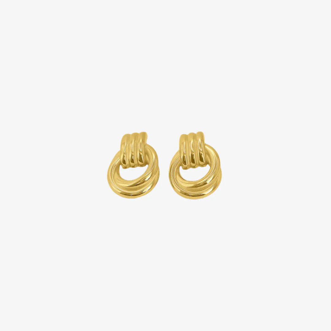 Gold Double Knot Earrings