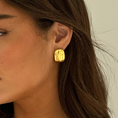 Rectangular Stud Gold Earrings