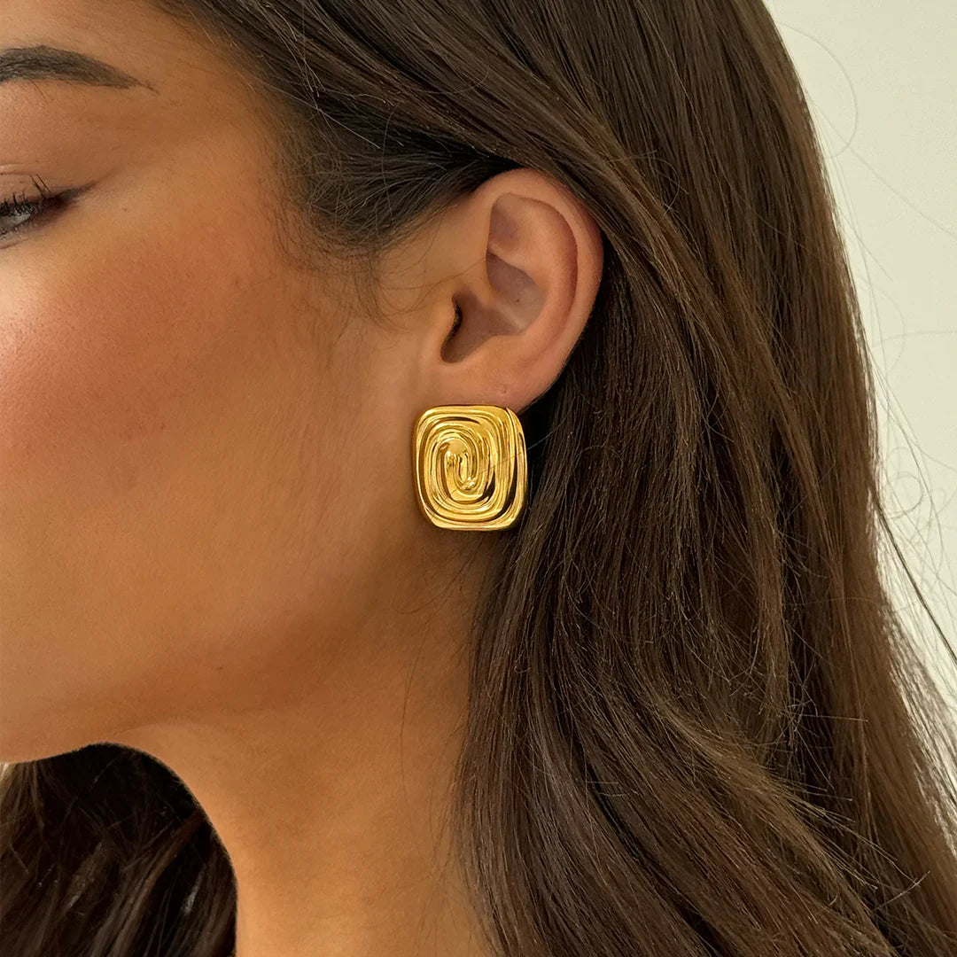 Twisted Spiral Gold Earrings
