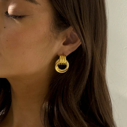 Gold Double Knot Earrings