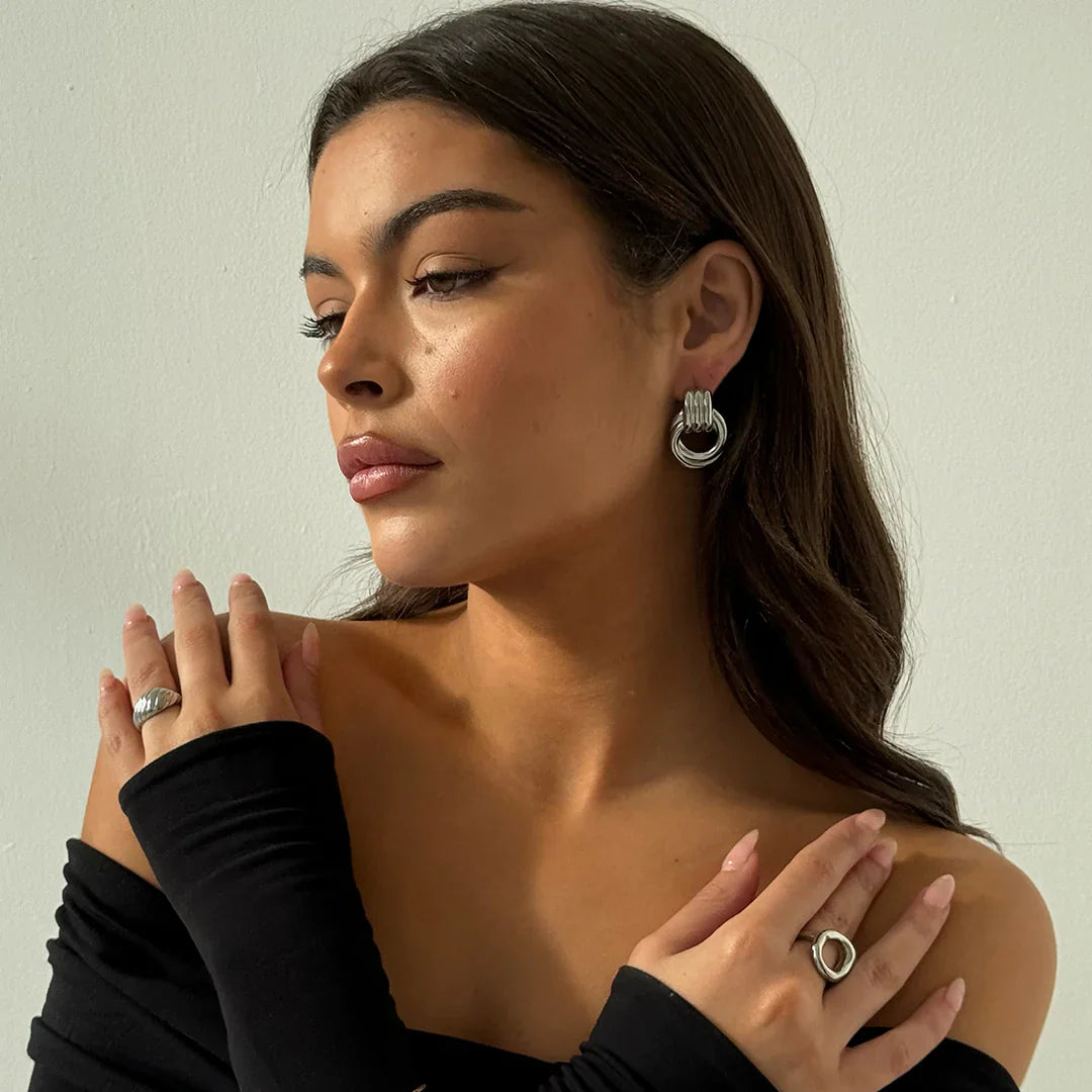 Silver Double Knot Earrings