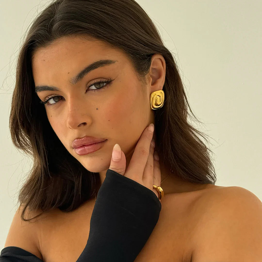 Twisted Spiral Gold Earrings