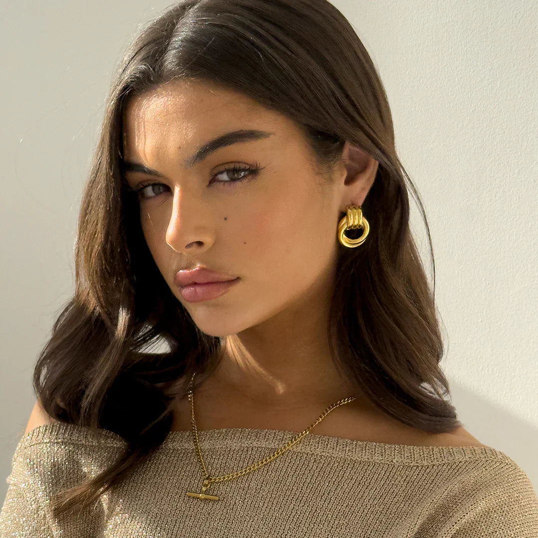 Gold Double Knot Earrings