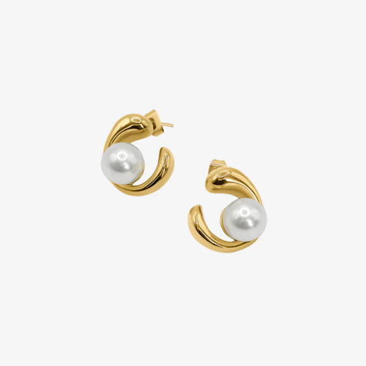Pearl-Studded Gold Earrings