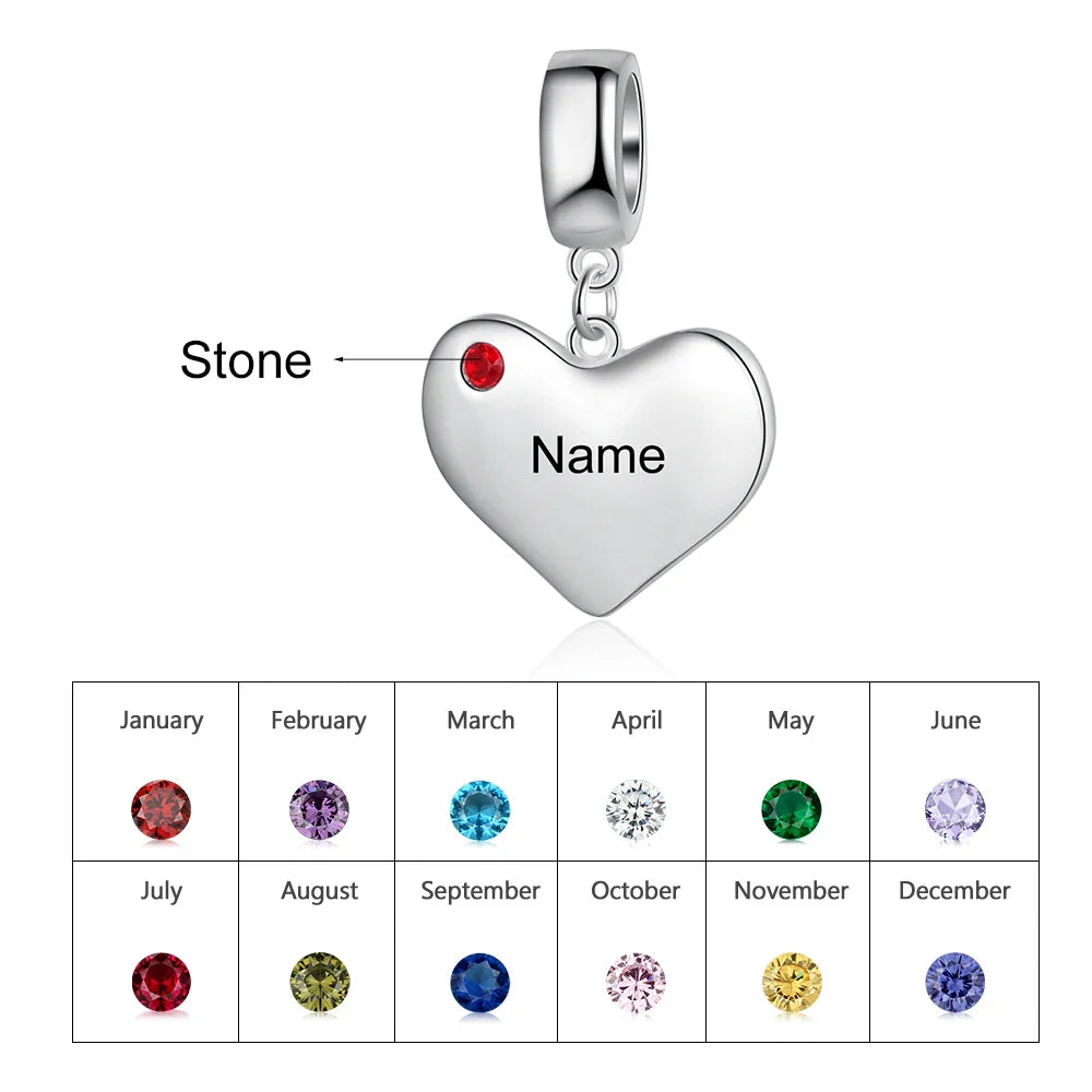 Birthstone Engravable Heart Charm