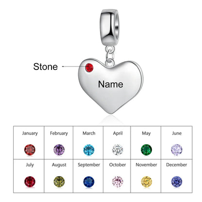 Birthstone Engravable Heart Charm