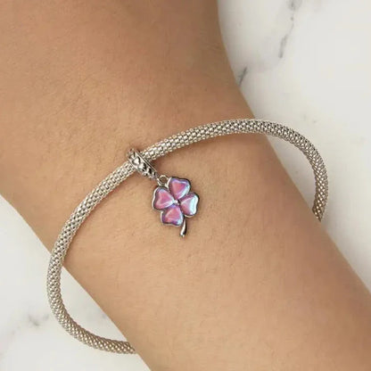 Purple Four-Leaf Clover Dangle Charm