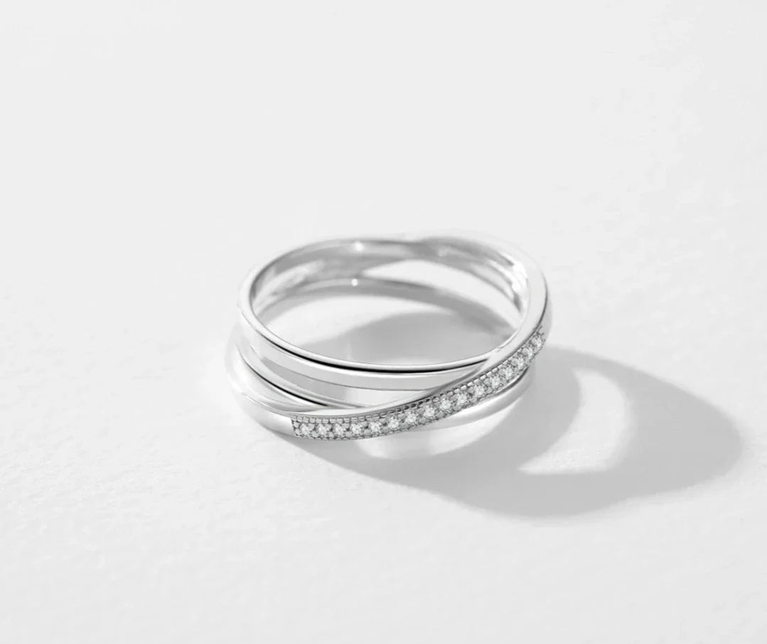 Crossover Pavé Triple-row Ring