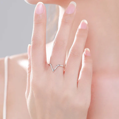 V Shape Sparkle Ring