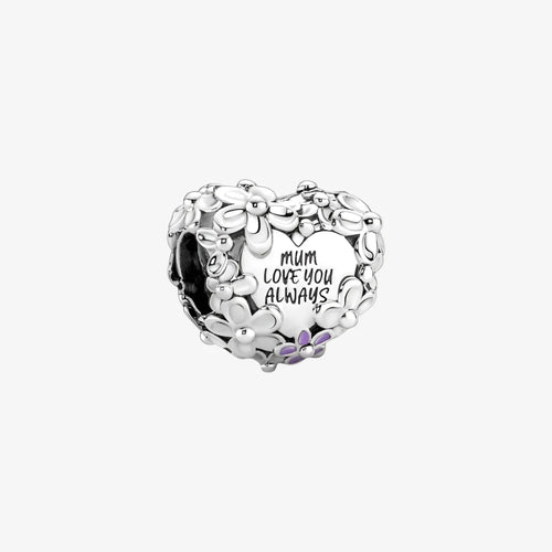 Mum Blossom Heart Charm
