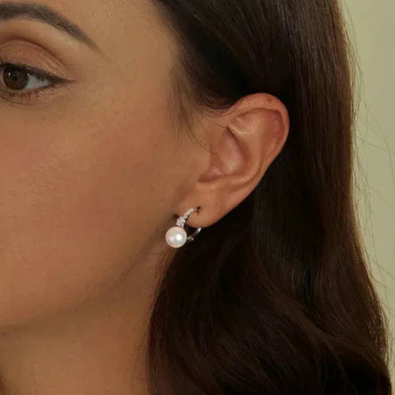 Radiant Pearl Hoop Earrings