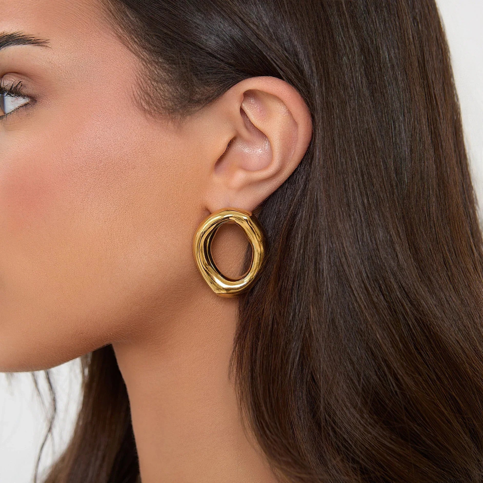 Gold Open Circle Earrings
