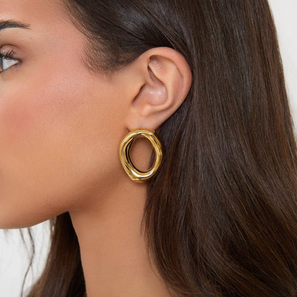 Gold Open Circle Earrings