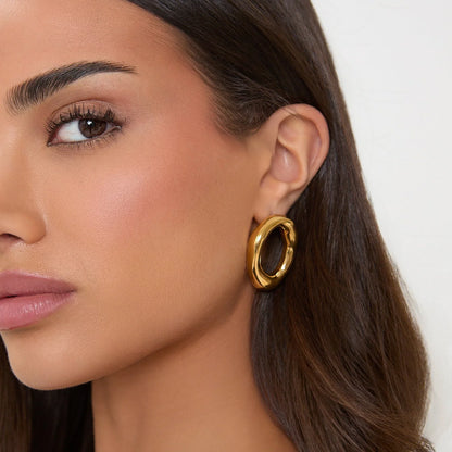 Gold Open Circle Earrings