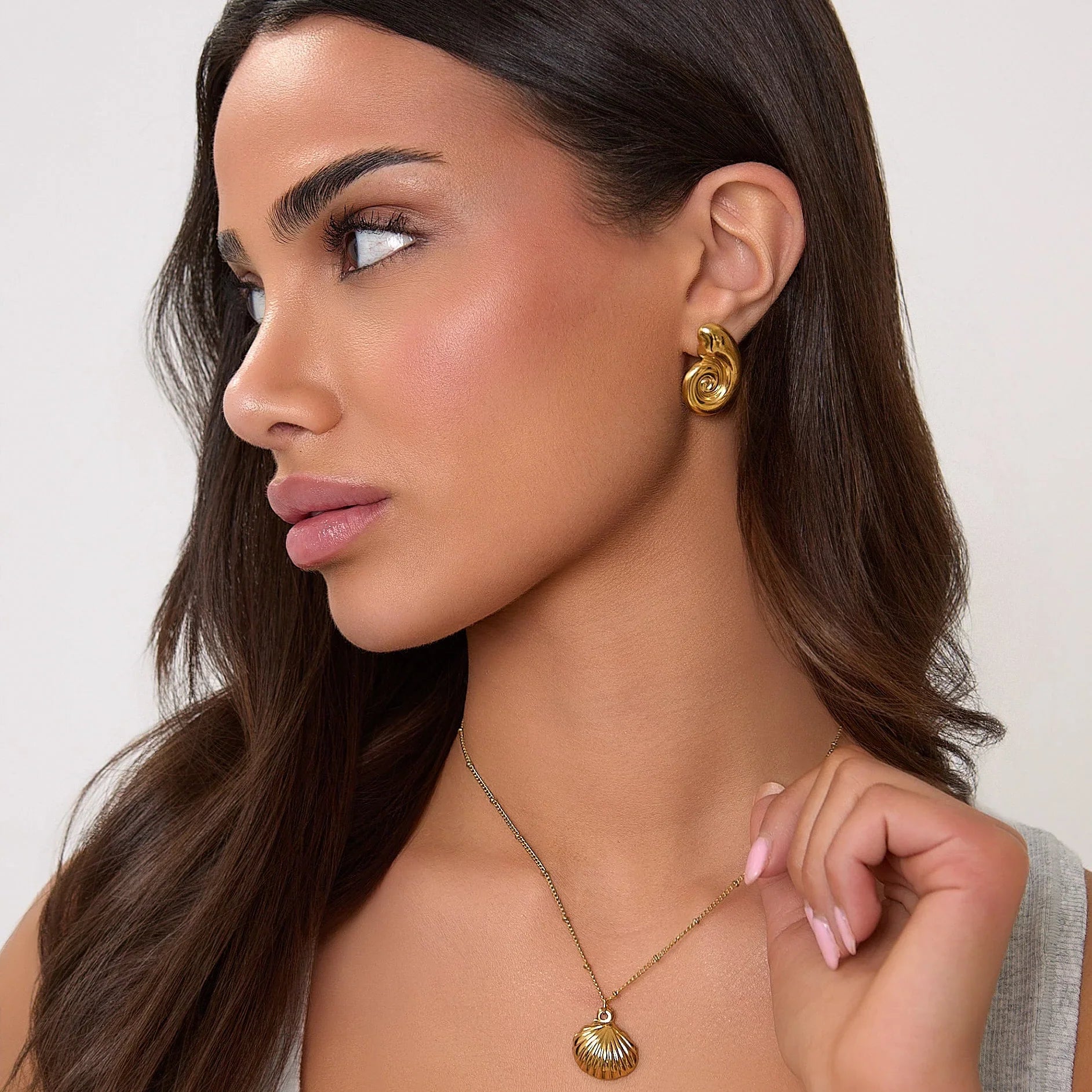 Seashell Hoop Gold Earrings