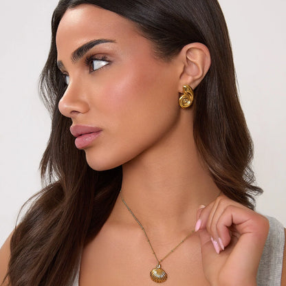 Seashell Hoop Gold Earrings