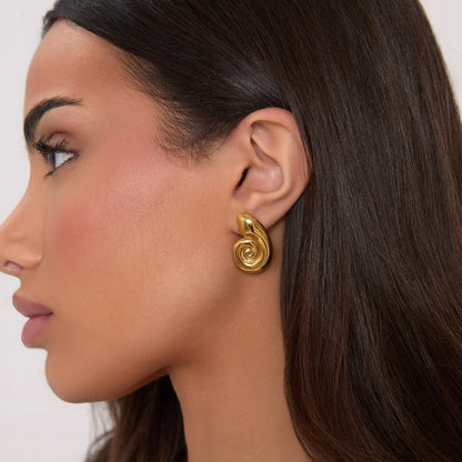 Seashell Hoop Gold Earrings