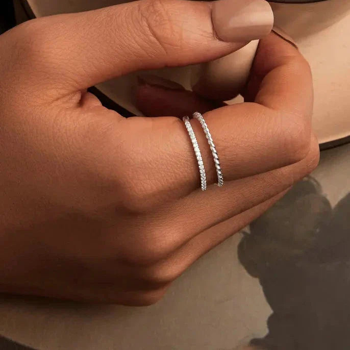 Radiant Twist Double Row Ring