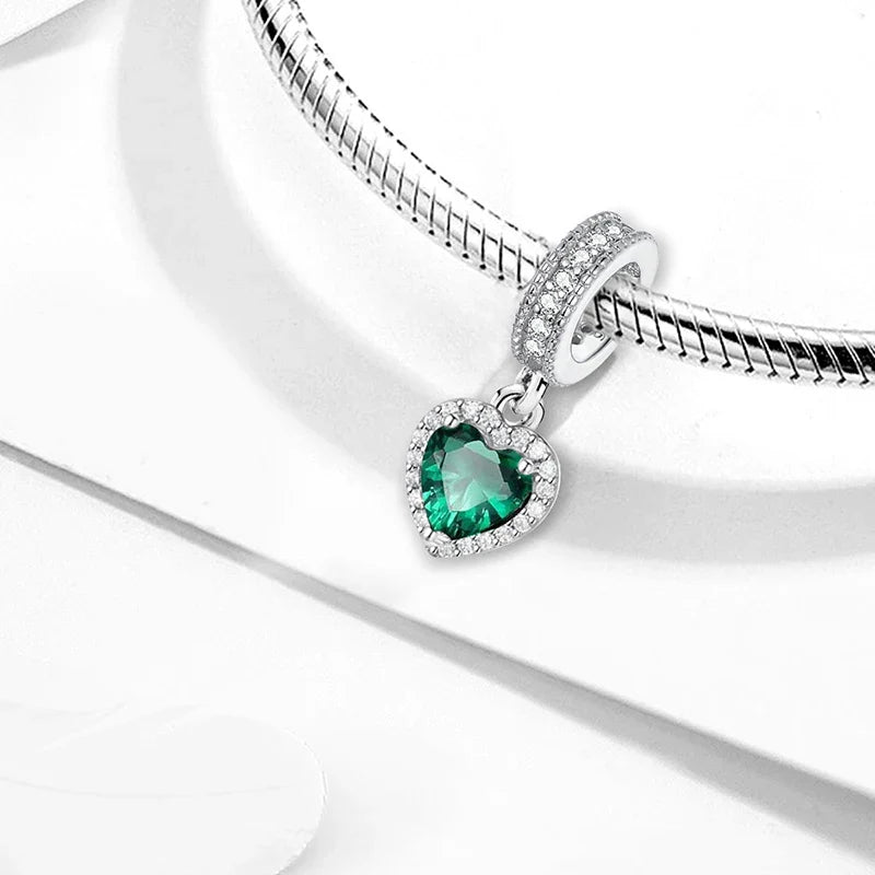 Radiant Green Heart Dangle Charm