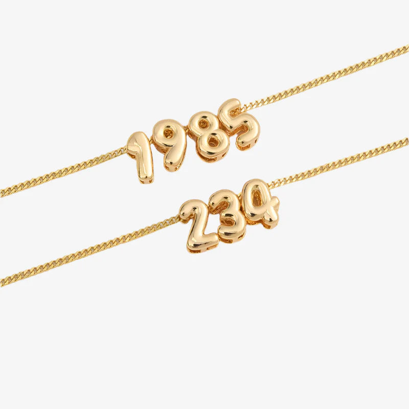 Bubble Letter Number Necklace