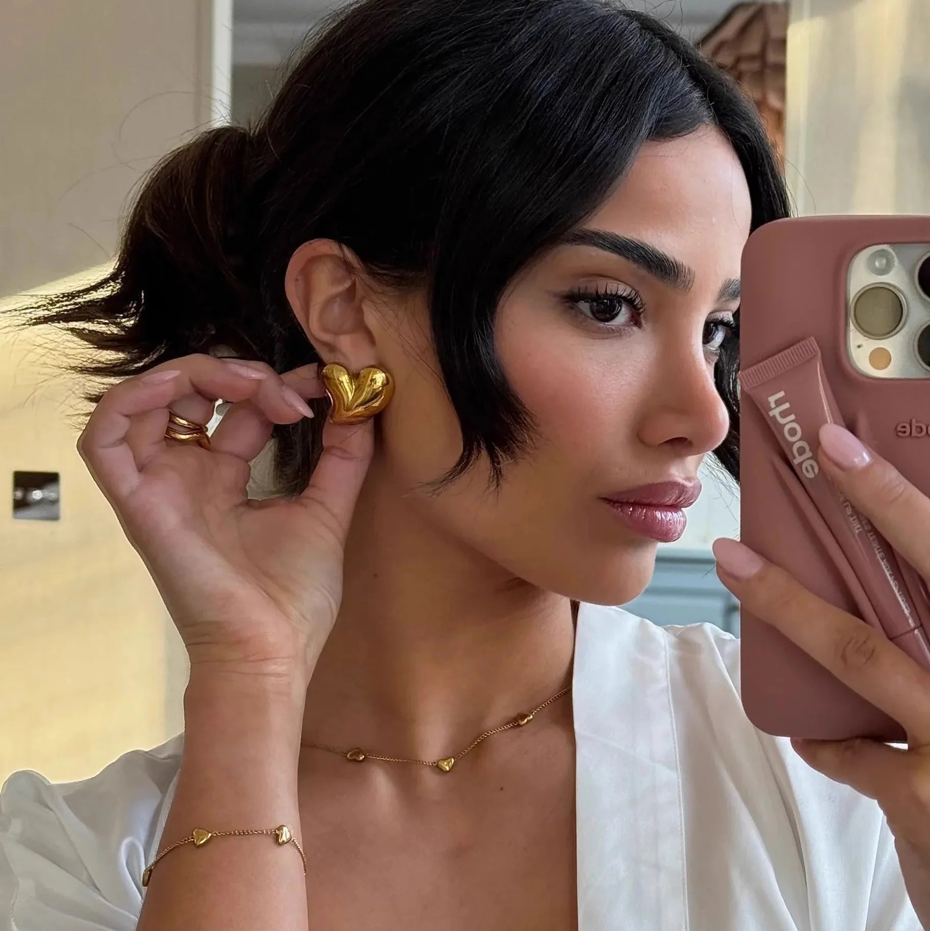 Lover’s Stud Gold Earrings