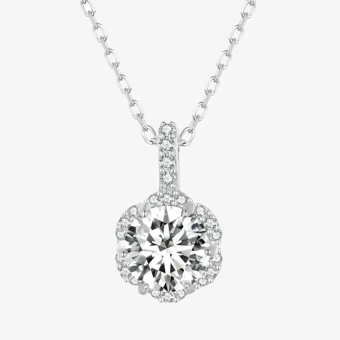 Sparkling Moissanite Halo Necklace