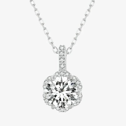 Sparkling Moissanite Halo Necklace
