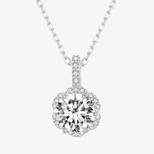 Sparkling Moissanite Halo Necklace