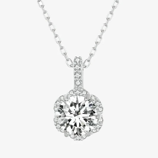 Sparkling Moissanite Halo Necklace