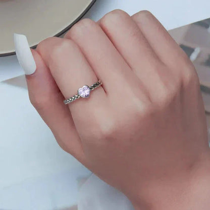 Pink Heart Twisted Ring